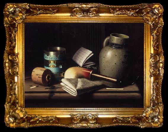 framed  William Michael Harnett Still Life with Three Castles Tobacco, ta009-2